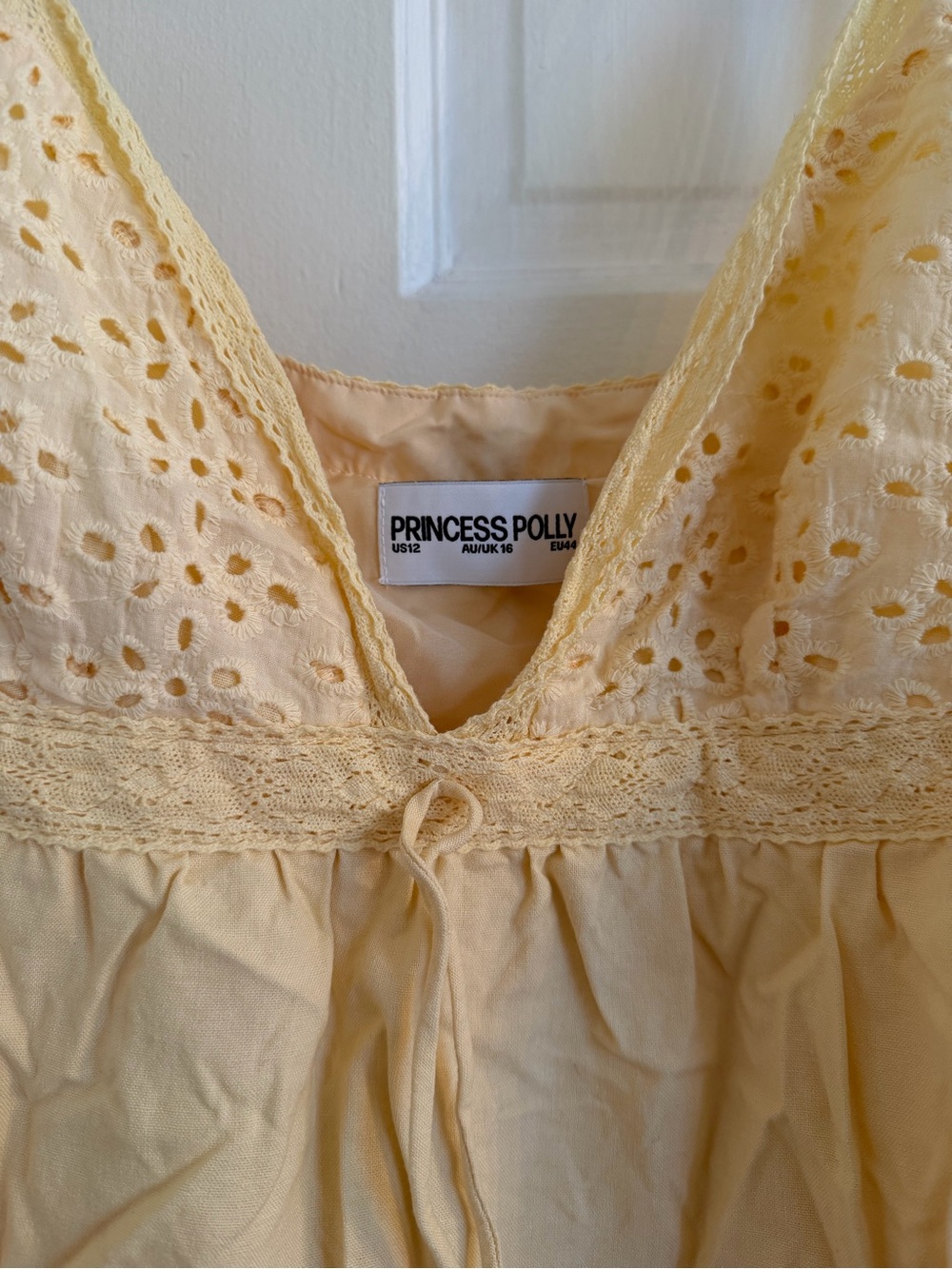 Princess Polly Pale Yellow Eyelet Cami Dress - Picture 3 of 4
